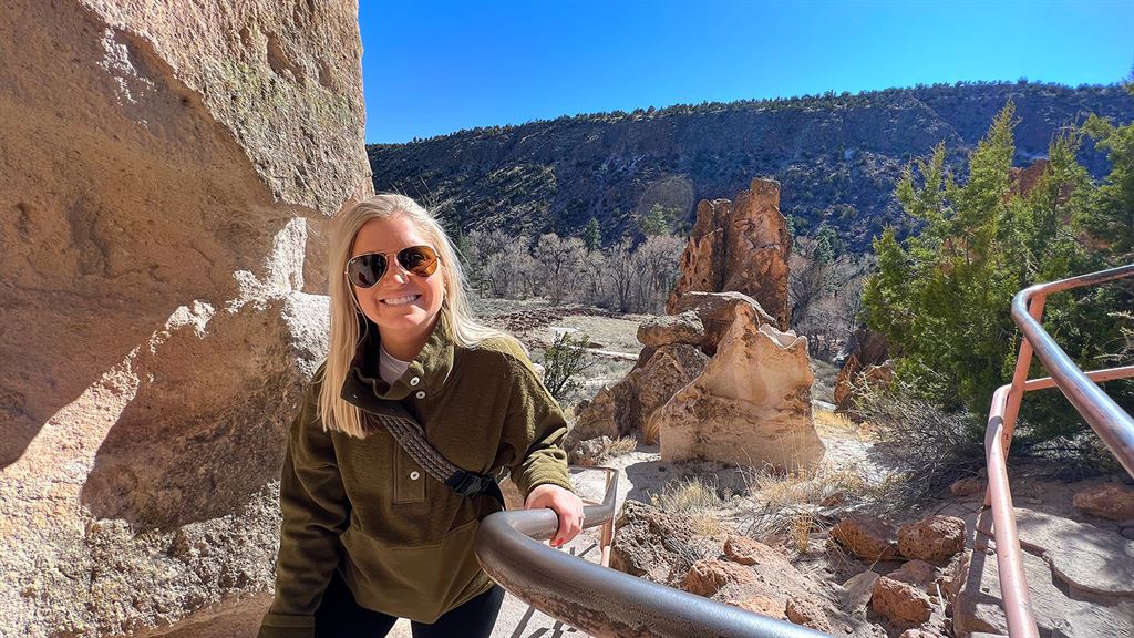 Meridith Balas has significantly improved her quality of life since receiving care for chronic migraine from the WVU Rockefeller Neuroscience Institute Headache Center. One of her accomplishments has been to visit all 50 U.S. states. She&rsquo;s pictured here on her trip to New Mexico.