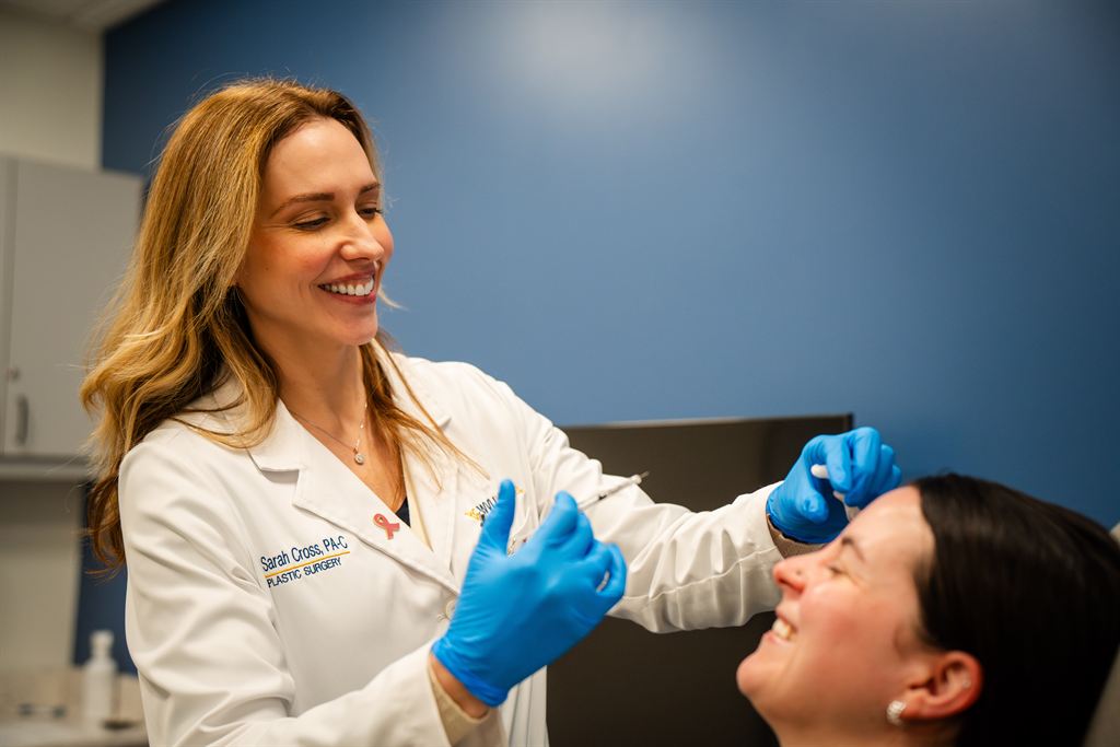 Sarah Cross, PA-C, provides injectable cosmetics treatment at WVU Medicine Plastic Surgery in Shepherdstown.