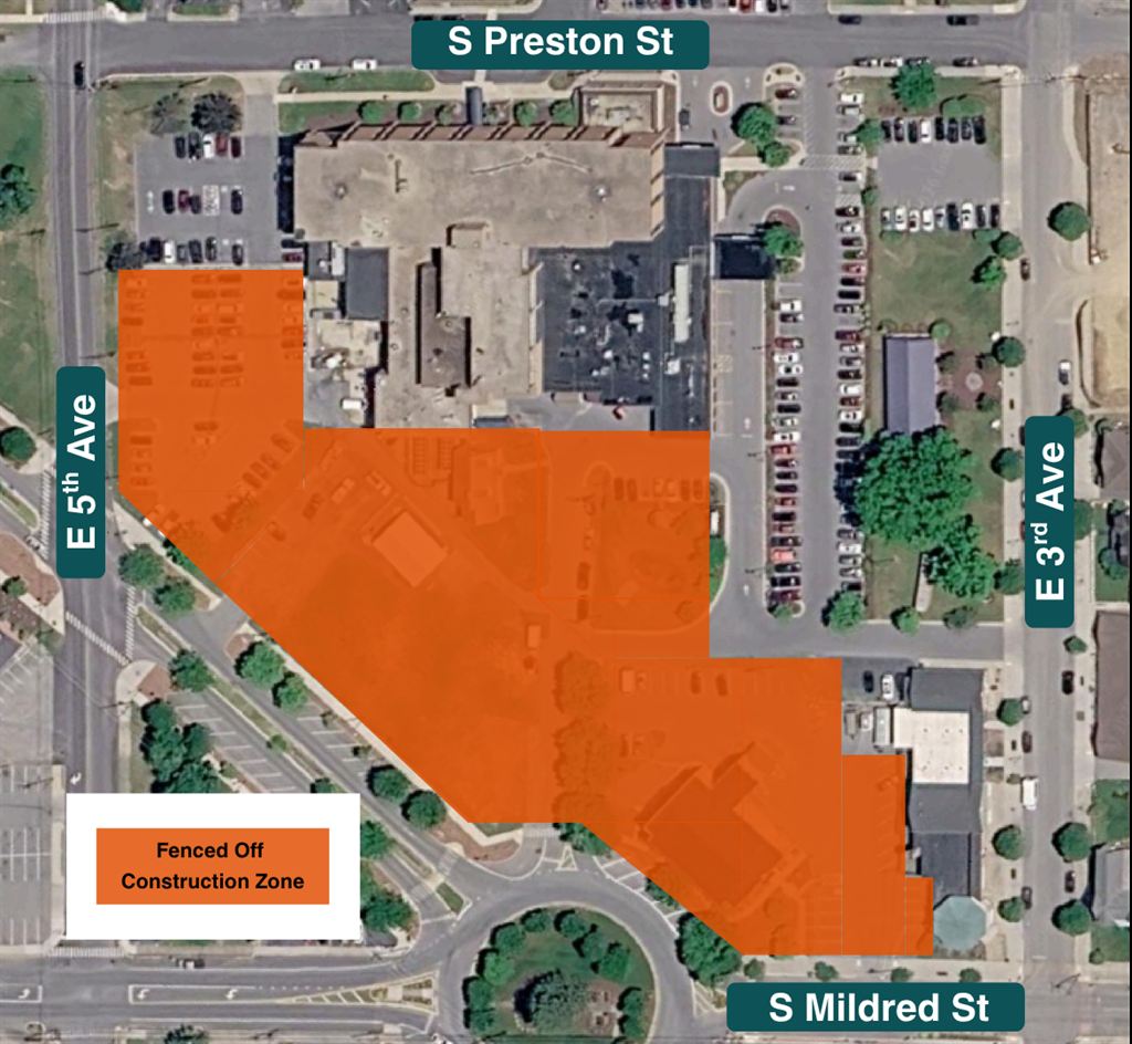 Construction Fencing Map at Jefferson Medical Center