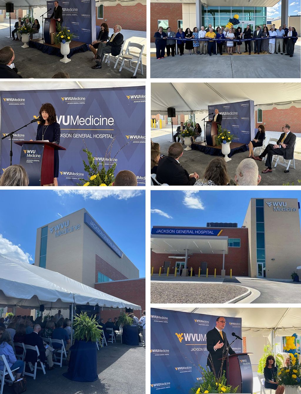 A collage of photos from the Jackson General Hospital ribbon-cutting ceremony