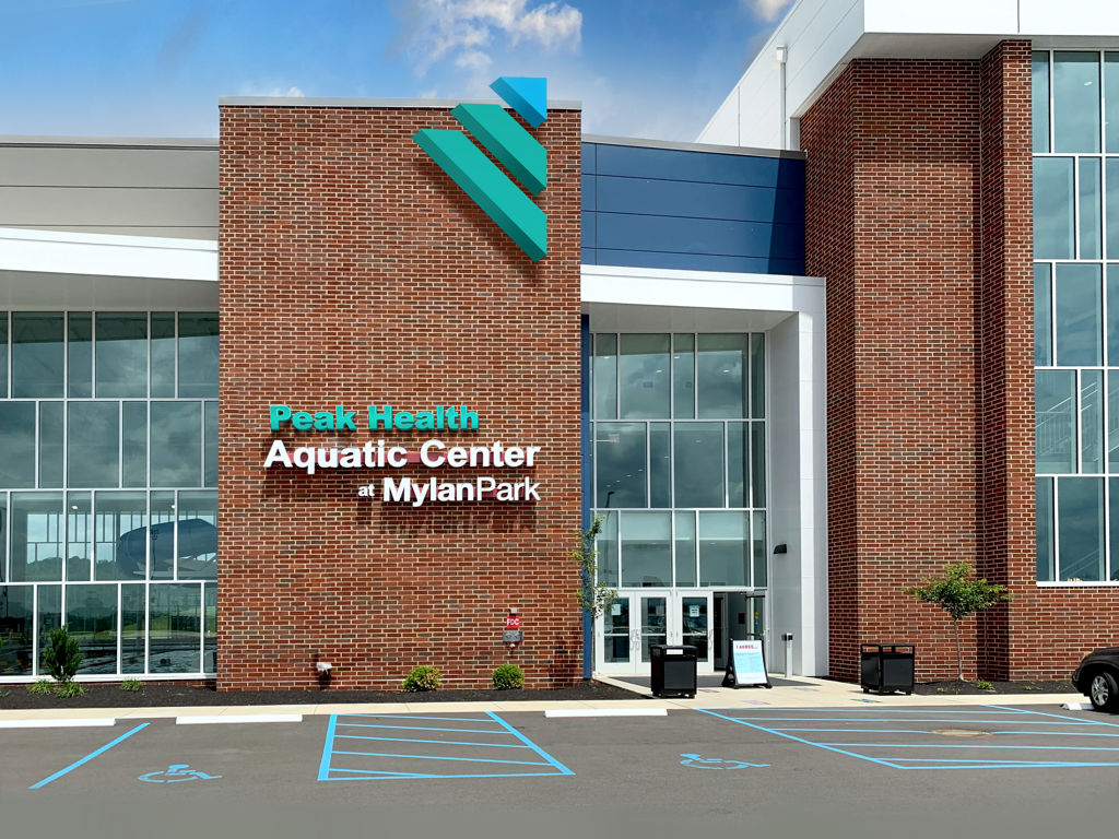 A rendering of new signage at the entrance to the Peak Health Aquatic Center at Mylan Park.